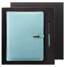 Набор подарочный: Ежедневник на кольцах А5 + ручка "Darvish",цвет-бирюзовый,18*23см, 120л Китай