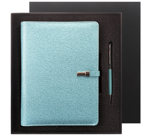 Набор подарочный: Ежедневник на кольцах А5 + ручка "Darvish",цвет-бирюзовый,18*23см, 120л Китай