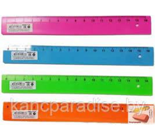 Линейка 40 см пласт., ЮНИ непрозрачная, голубая. РБ