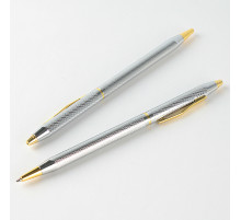 Ручка подар. син. "Darvish" корпус метал. серебристый с золотистыми вставками, Китай
