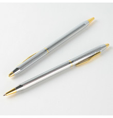 Ручка подар. син. "Darvish" корпус метал. серебристый с золотистыми вставками, Китай