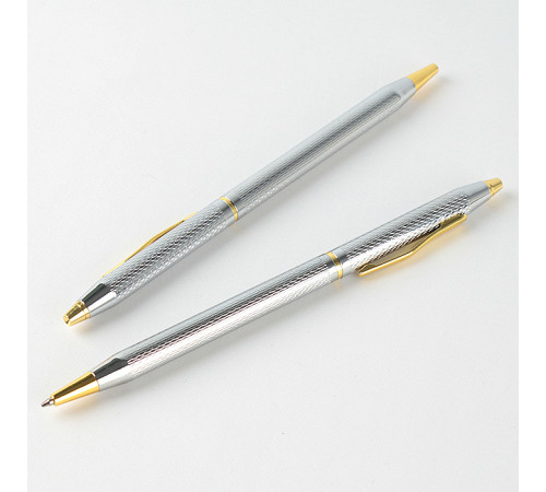 Ручка подар. син. "Darvish" корпус метал. серебристый с золотистыми вставками, Китай