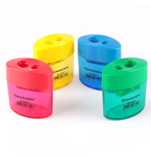 Точилка пласт. "Darvish" 2 отдел. с контейнером (овал), Китай