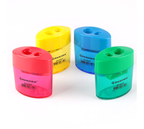 Точилка пласт. "Darvish" 2 отдел. с контейнером (овал), Китай