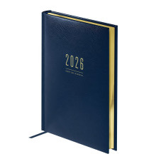 Ежедневник А5, 176 л., датированный 2026, кожзам, золотой срез,"Dallas Blue", синий, Китай