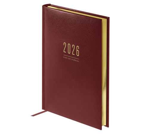 Ежедневник А5, 176 л., датированный 2026, кожзам, золотой срез,"Dallas Brown", коричневый, Китай