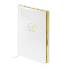 Ежедневник А5, 176 л., датированный 2026, кожзам, золотой срез,"Dallas White", Белый, Китай