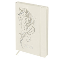 Ежедневник A5, 176 л., датированный 2026, Horse. Pearl, белый, цв срез, с резинкой,, Китай