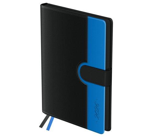 Ежедневник A5, 176 л., датированный 2026,кожзам, цв срез, магнитный клапан, Glace. Blue,синий, Китай