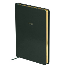 Ежедневник А5, 176 л., датированный 2026, кожзам, золотой срез, Windsor. Green, темно-зеленый, Китай