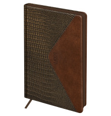 Ежедневник A5, 136 л., недатированный, кожзам, «Reptile. Bronze», корич. цветной срез, карман, Китай