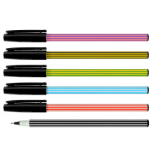 Ручка шариковая синяя 0,7 мм синяя "Darvish" Stick корпус в полосочку цвет ассорти, Индия