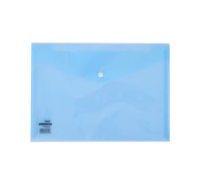Папка конверт на кнопке  А4 "Deli" прозр., синий, Китай