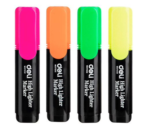 Набор маркеров-текстовых 4 цвета 1-5 мм Deli E37232  (роз, оранж, желт, зел) ,Китай