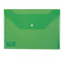 Папка конверт А4  на кнопке "Deli" прозр., зеленый, Китай