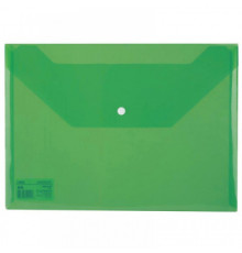 Папка конверт А4  на кнопке "Deli" прозр., зеленый, Китай