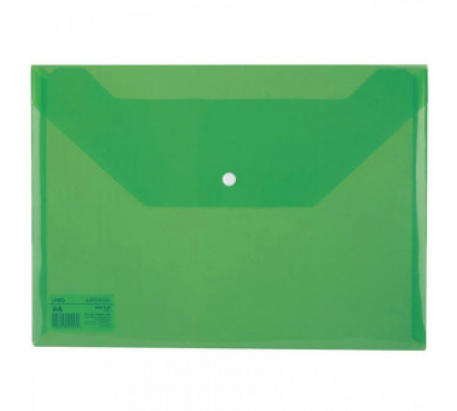 Папка конверт А4  на кнопке "Deli" прозр., зеленый, Китай
