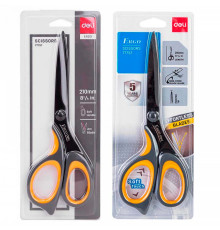 Ножницы 21см Deli, , эргономичные ручки, серые/желтые, Китай