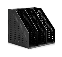 Лоток вертикальный пластик. Deli Dark Grey, 3отд, складной, Графит, 288*50*300мм, Китай