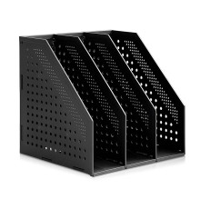 Лоток вертикальный пластик. Deli Dark Grey, 3отд, складной, Графит, 288*50*300мм, Китай