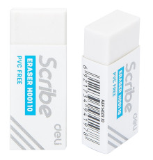 Ластик Scribe  Deli белый 42*17*10 мм. Китай