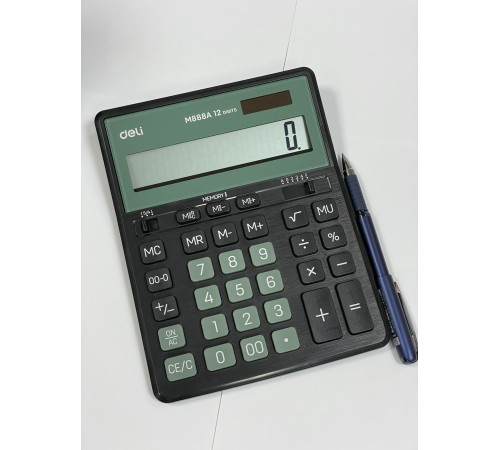 Калькулятор 12р. настольный DELI 202,2*158,5*31,3 мм, Чёрный/зелёный, Китай