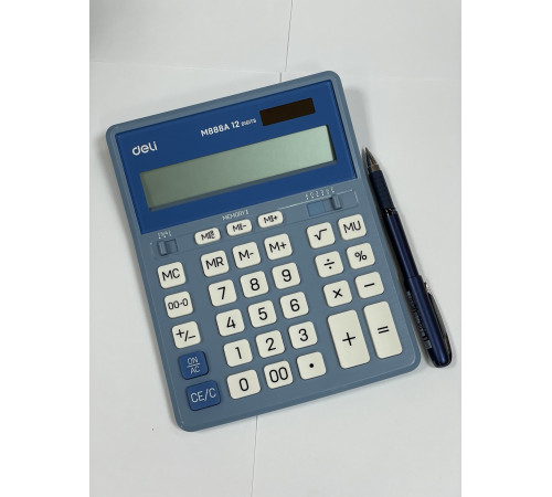 Калькулятор 12р. настольный DELI 202,2*158,5*31,3 мм, Голубой, Китай