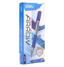 Ручка шарик/автомат Deli Arrow, линия 0,7мм, масл.чернила,синяя, корпус прозрачный, прорез.вст.Китай