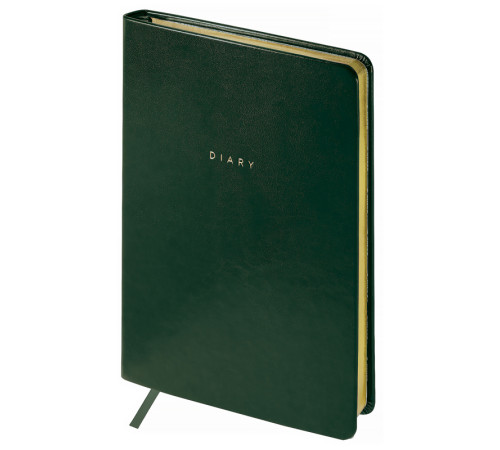 Ежедневник 136 л., A5, недатированный, зеленый, зол.срез,Китай