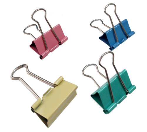 Зажим для бумаг 32 мм цветной, (12шт/уп),Китай