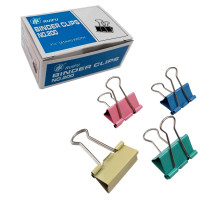 Зажим для бумаг 41 мм цветной, (12шт/уп),Китай