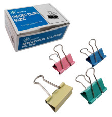 Зажим для бумаг 41 мм цветной, (12шт/уп),Китай