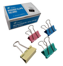 Зажим для бумаг 51 мм цветной, (12шт/уп),Китай
