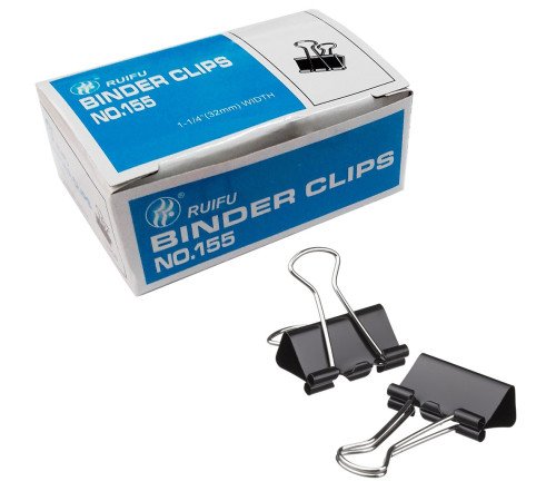 Зажим для бумаг 32 мм черный, (12шт/уп),Китай