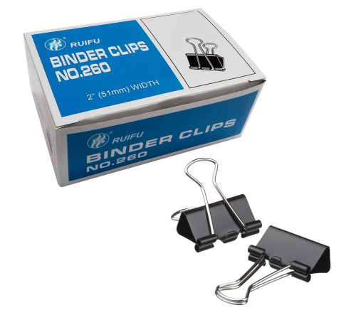 Зажим для бумаг 51 мм черный, (12шт/уп),Китай