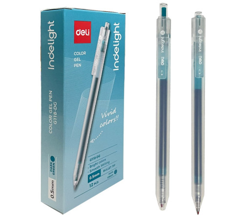 Ручка гелевая автоматическая зеленая, 0.5 мм INDELIGHT, Китай