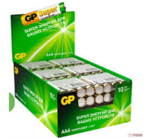 Батарейка LR03 AAA GP Super LR03 алкалиновые 4шт/упак, Китай