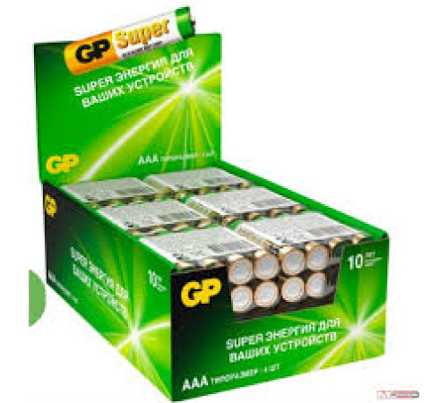 Батарейка LR03 AAA GP Super LR03 алкалиновые 4шт/упак, Китай