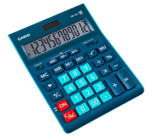 Калькулятор 12р GR-12 Casio синий. 35*155*209мм, Филиппины