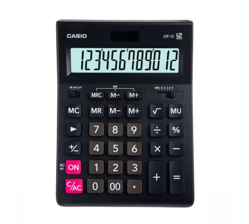 Калькулятор 12р GR-12 Casio черный. 35*155*209мм, Филиппины