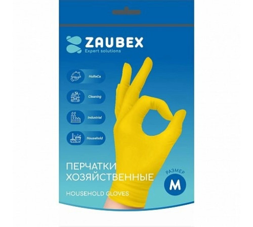 Перчатки хозяйственные латексные р-р M Zaubex ,Китай