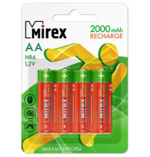 Аккумулятор Ni-MH Mirex HR6 / AA 2000mAh 1,2V 4 шт/упак  (4/40/200), ecopack,Китай