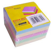 Блок 76*76 мм ассорти 5 цв.*100 л (500)голуб., жел., роз., зел.,с липким слоем GROSS, Китай