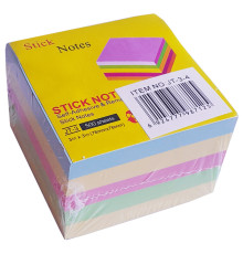 Блок 76*76 мм ассорти 5 цв.*100 л (500)голуб., жел., роз., зел.,с липким слоем GROSS, Китай