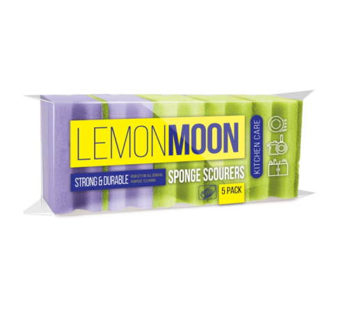 Губка кухонная для мытья посуды Lemon Moon 96х64х42 , 5шт/упак,с фрезой профил., РФ