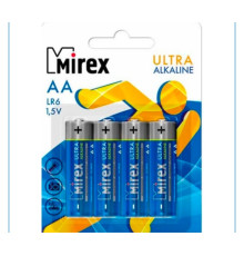 Батарейка LR6 АА Mirex LR6/AA 1,5V  4 шт/уп, (4/40/720),shrinkКитай