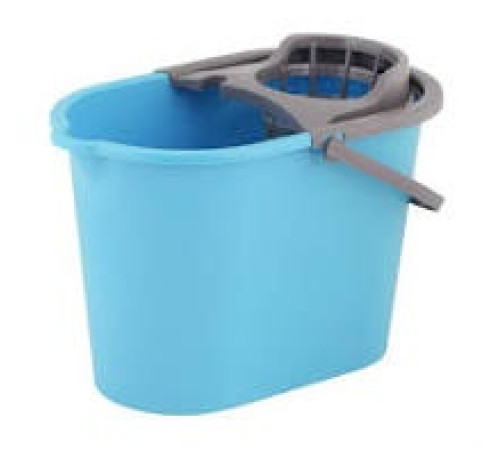 Ведро 10л пласт с отжимом прямоугольное с носиком 10л,цвет голубой, РФ
