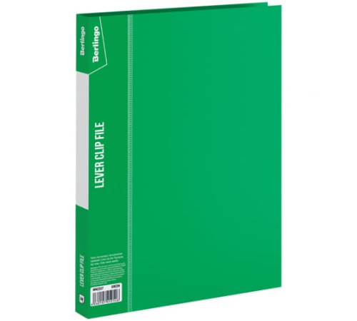 Папка пластиковая с боковым зажимом и карманом Berlingo Standard толщина пластика 0,7 мм, зеленая РФ