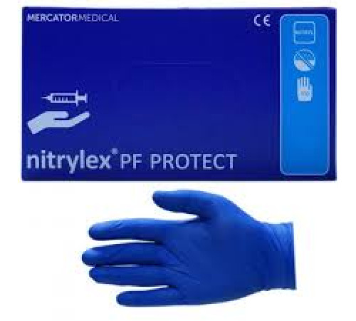 Перчатки нитрил. неопудр. текстур., Nitrylex Blue PF Protect р S 100 шт/упак, PC000010924-7. Тайланд