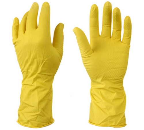 Перчатки хозяйственные латексные р-р L с хлопковым напылением, Китай